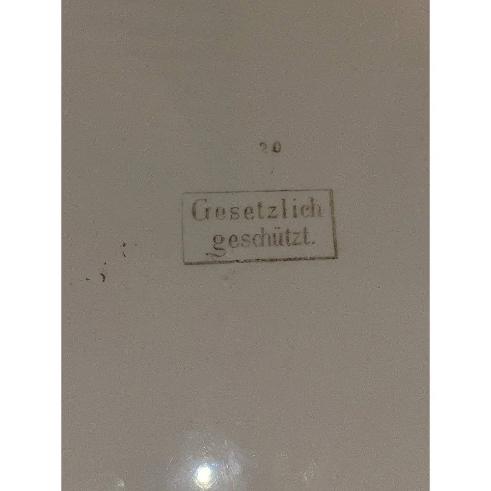 Vintage Gesetzlich‎ geschutzt Tray With Floral Porcelain/Enamel & Metal Frame